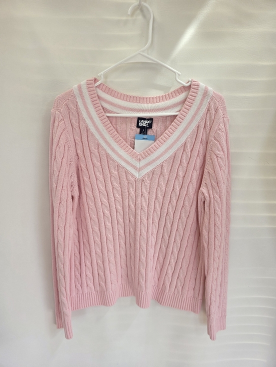 Lands's End Sweaters - Land's End V-neck Cable Crop Sweater Women's Size L